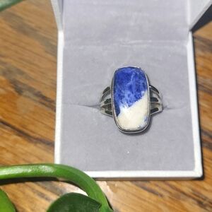 Sodalite Triple Band Solid Sterling 925 ring Size 7